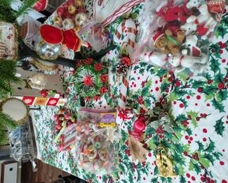 Ornaments, tree topper, candy Garland, flocked ornaments etc.