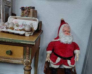 Large Santa, mercury glass bead strand.
