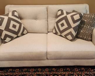 Loveseat Sofa Beige Fabric