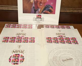 Multiple Sheets of Elvis Presley Commemorative Postage Stamps