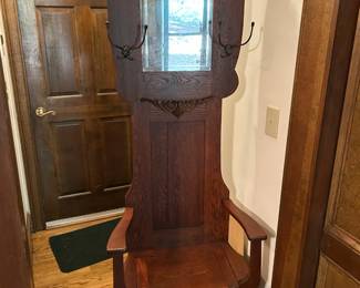 Antique Oak Hall Tree
