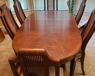 Gorgeous Dining Room Table w/ Six Cane Back Chairs