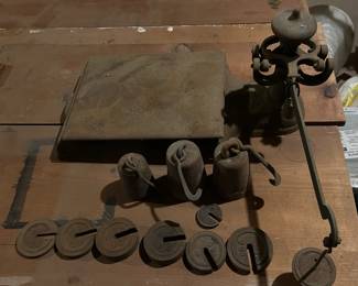 AntiqueCast Iron Balance Scale w/ Weights