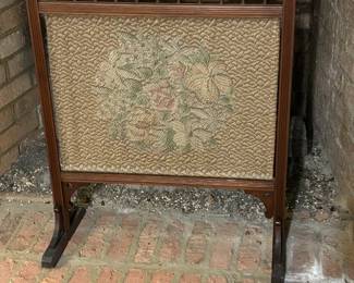 Vintage Embroidered Fire Screen
