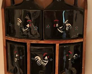 Vintage Rooster Condiment Holder Set