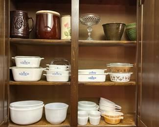 Great Selection of Pyrex, CorningWare, McCoy Pottery, Milk Glass