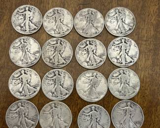 Assorted Walking Liberty Silver Half Dollars 1941-1945