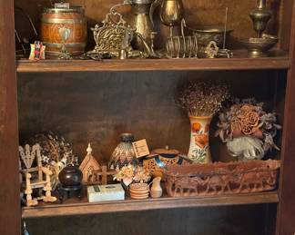 Brass, Wood and Porcelain Decorative Pieces