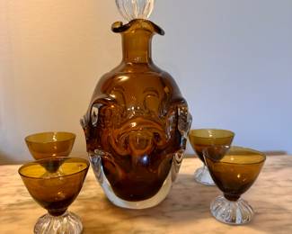 vintage mid-century modern decanter designed by Bo Borgstrom for Aseda Glasbruk in Sweden