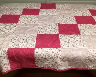 CMS010 Pink Floral Patchwork Quilt Blanket 
