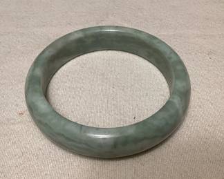 CMS087 Green Marbled Jade Bangle Bracelet New