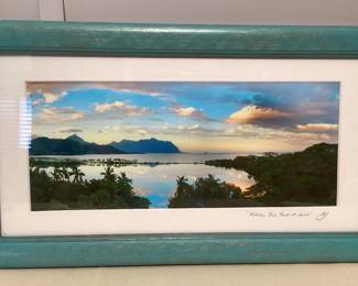 CMS128 Framed Scenic Art Photo Picture “Kahalu’u Fish Pond At Dusk” By Estelle Joeng