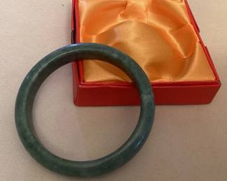CMS073 Dark Green Marbled Jade Bangle Bracelet New