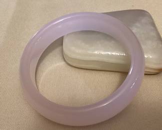 CMS082 Lotus Pink Jade Bangle Bracelet New