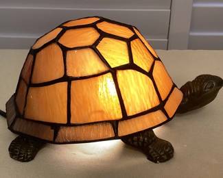 CMS055 Brown Slag Glass Turtle Shaped Tiffany Style Table Lamp New