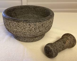 CMS032 Large Size Carved Stone Mortar & Pestle