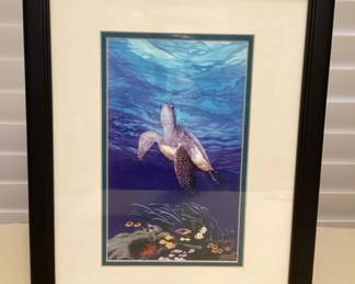 CMS136 Framed Picture of A Honu Sea Turtle By Juno Galang