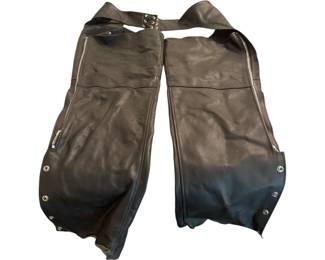 Several leather coats, vests, chaps - some Harley Davidson!  Sizes range from Large to XL - men's and women's