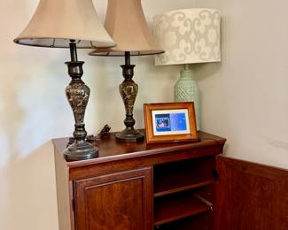 Media Cabinet; set of 2 lamps; one lamp by itself