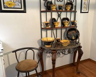 Marble and wrought iron  Display Shelf (matches table and chairs) - like new!