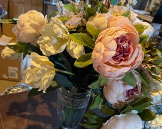 Floral bouquet in a glass vase $15