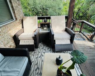 2 patio chairs that recline and loveseat