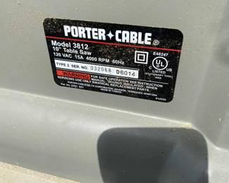 Porter-Cable 10-inch portable table saw Model #3812