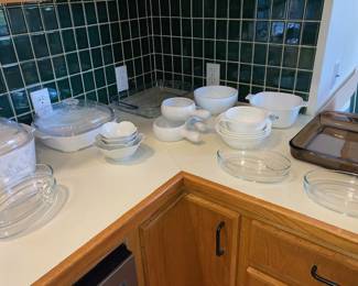 kitchen includes Pyrex and Corning