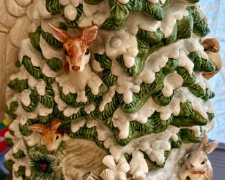 Fitz and Floyd Peaceable Kingdom Woodland Angel Large Retired Vase / Centerpiece