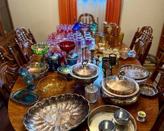 Silver Plate and Carnival Glass