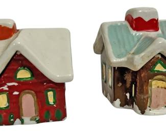 Set of Hand Painted Ceramic Candle Houses