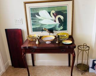 Bird table.  Note the watering bowls.  Nice touch.