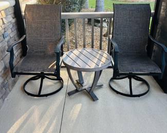 We have dueling patio sets on the front porch.