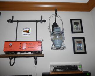 Vintage Railroad Lantern, Large Scale Box Car