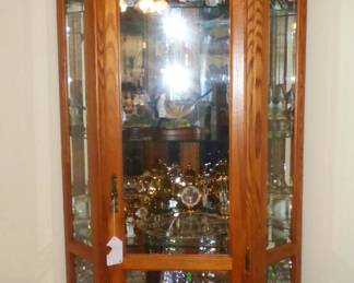 Oak Lighted Curio Cabinet