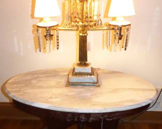 Gorgeous Brass and Marble lamp with Prisms, See Next Pic
