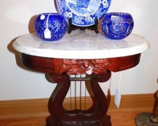 Marble top harp side table