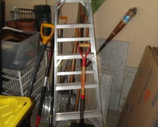 Ladder, shovels