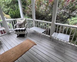 Glider with outdoor tables