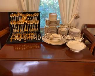 Gold silverware, Old Ivory Athena made in America china