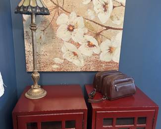 Such a pretty lamp! 2 individual cabinets that can be put together to make 1 large.