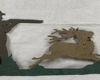 Hunter and Deer Sheet Iron Weathervane, 19th Century