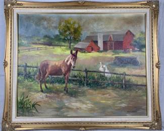 Muriel H. DeYoung Landscape Painting of Farm