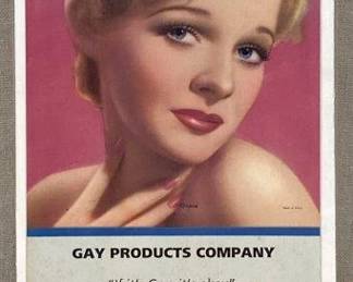Gay Products Company Advertisement Calendar