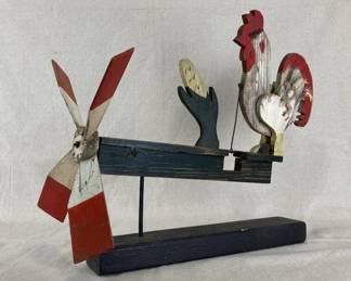 Folk Art Rooster Whirligig