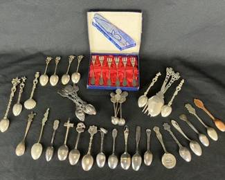 Assortment of Silverplate Flatware Including Souvenir Spoons