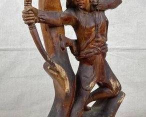 Large Folk Art Carving of Native American Hunter