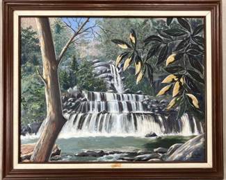 R. L. Kurtz Waterfall Oil Painting