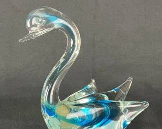 Hand-Blown Glass Swan Figurine