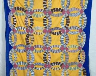 American Patchwork Quilt, “Double Wedding Ring” Pattern